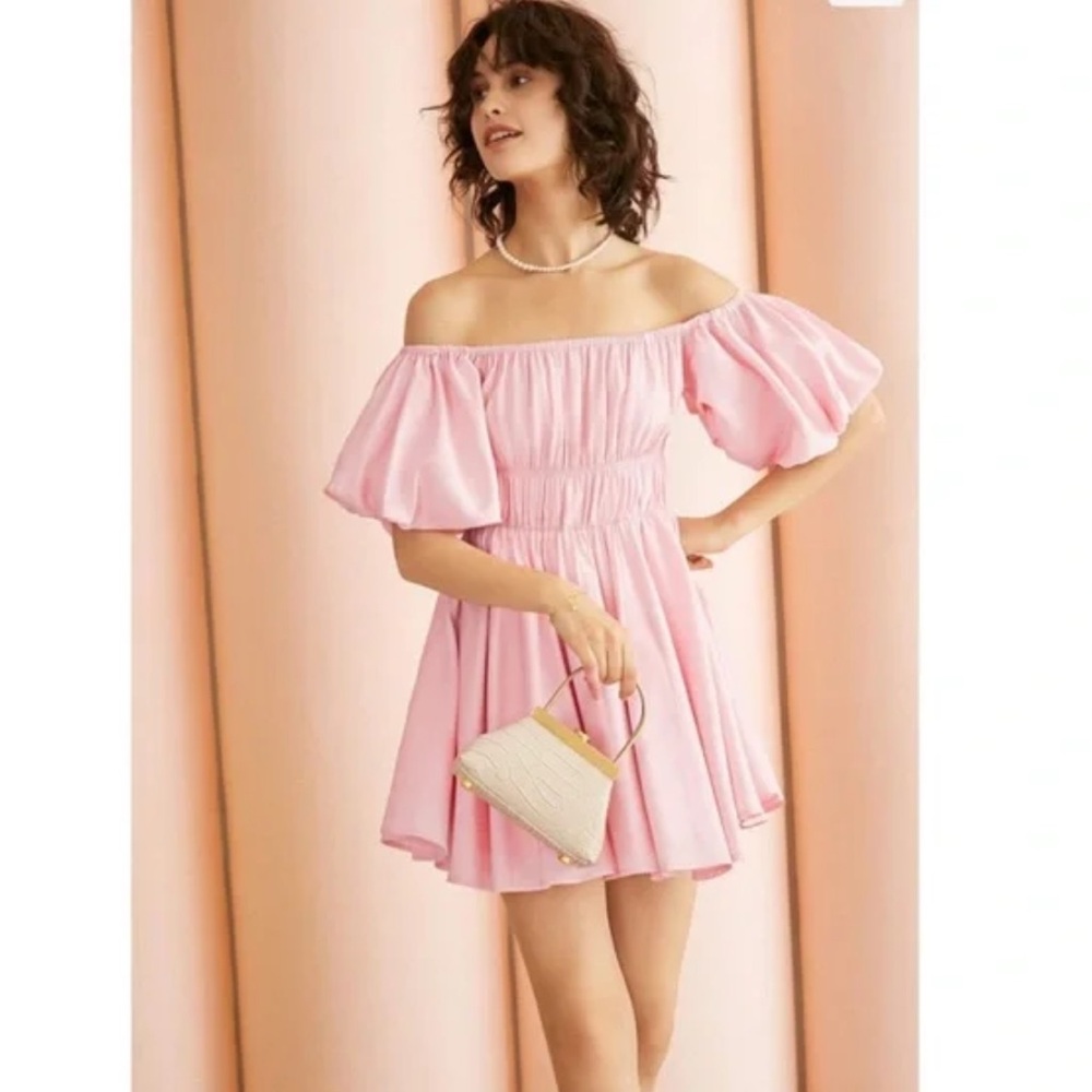 J.ING Puff Sleeve Princess Dress in Pink